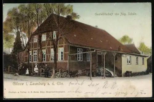 AK Gülzow i. Lauenburg, Gasthof von Aug. Schulz