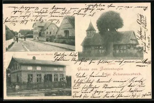 AK Fuhlenhagen bei Schwarzenbeck, Hauptstrasse mit Meierei, Kapelle