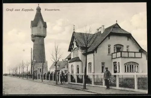 AK Kappeln, Strassenpartie mit Wasserturm