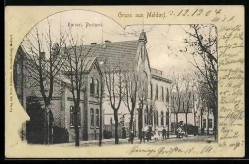 AK Meldorf, Strassenpartie mit Kaiserlichem Postamt