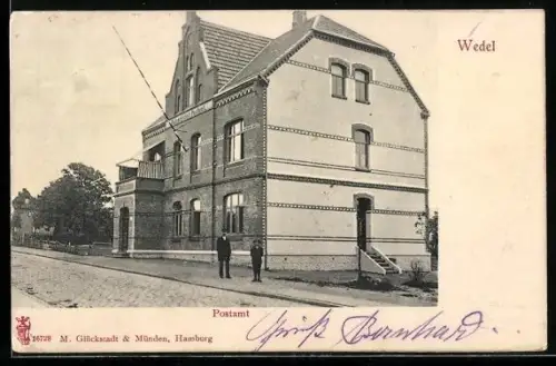 AK Wedel, Strassenpartie am Postamt