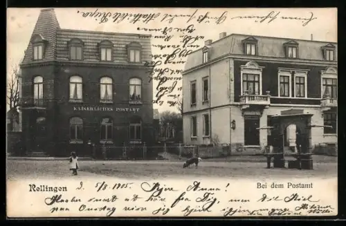 AK Rellingen, Postamt mit Denkmal