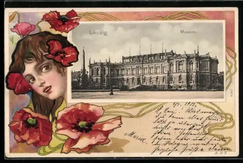 AK Leipzig, Museum im Passepartoutrahmen