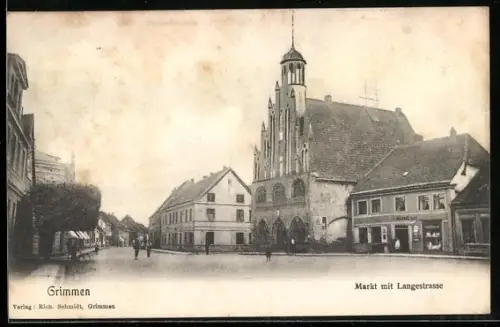 AK Grimmen, Markt mit Langestrasse