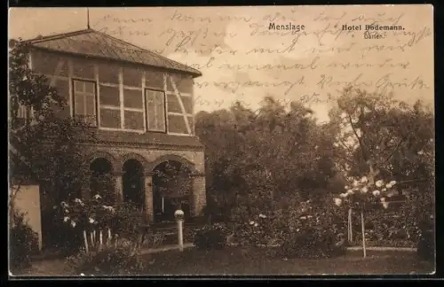 AK Menslage, Hotel Bodemann, Garten