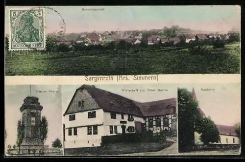 AK Sargenroth /Simmern, Bismarckturm, Gasthauf von Peter Martin, Nunkirch und Gesamtansicht