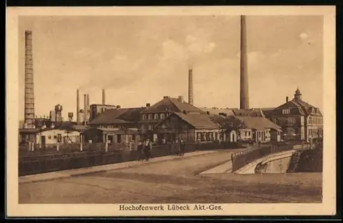 AK Lübeck, Blick auf das Hochofenwerk der Lübeck Akt.-Ges.