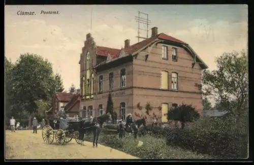 AK Cismar, Kutsche vor dem Postamt