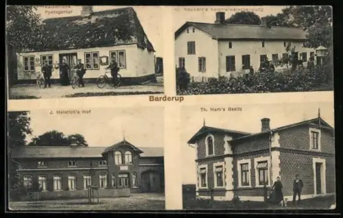 AK Braderup, Kaiserliche Postagentur, J. Heinrich`s Hof, Th. Harb`s Besitz, Ol. Neuwerk`s Kolonialwarenhandlung