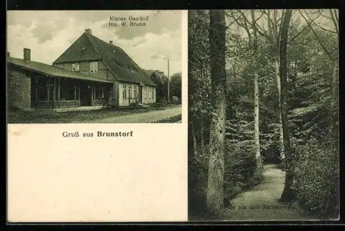 AK Brunstorf, Kleins Gasthof, Inh. W. Bruhn, Weg im Sachsenwald