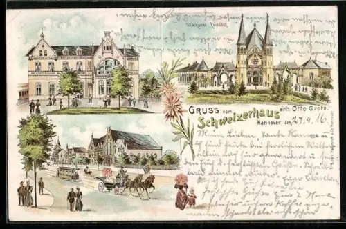 Lithographie Hannover, Gasthaus Schweizerhaus, Inh. Otto Grote
