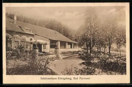 AK Bad Pyrmont, Gasthaus Schützenhaus Königsberg mit Gartenlokal
