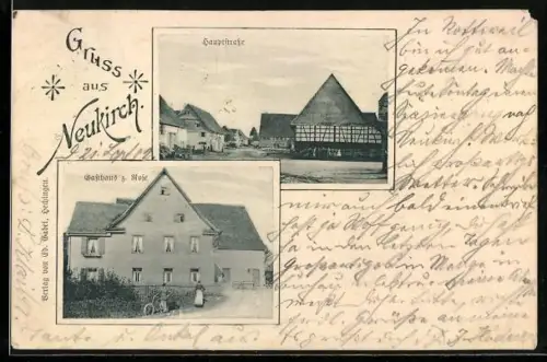 AK Neukirch, Gasthaus zur Rose, Hauptstrasse