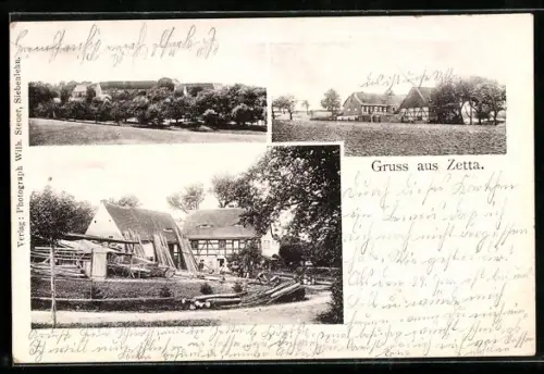 AK Zetta / Nossen, Ortsansicht mit Fachwerkhäusern