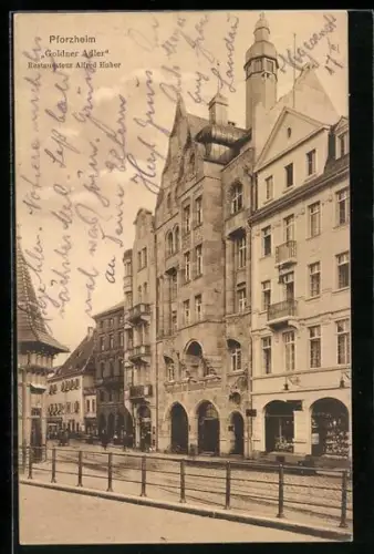 AK Pforzheim, Gasthaus Goldener Adler, Inh. Alfred Huber