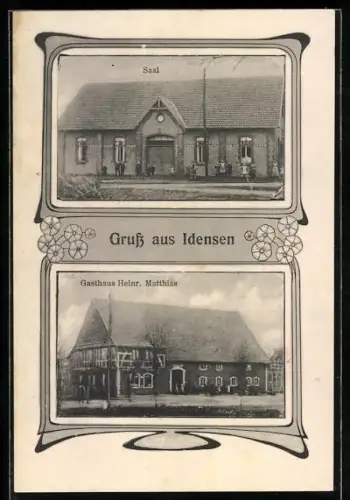 AK Idensen, Gasthaus Heinr. Matthias, Saal