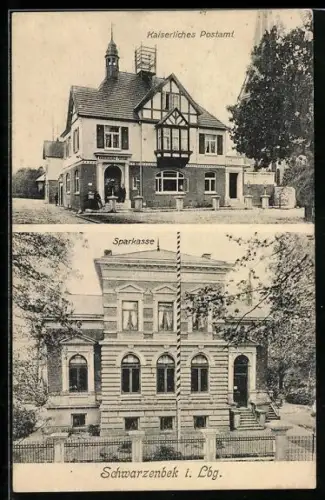AK Schwarzenbek i. Lbg., Kaiserliches Postamt, Sparkasse