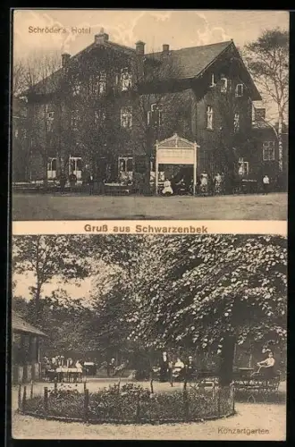 AK Schwarzenbek, Schröders Hotel, Konzertgarten
