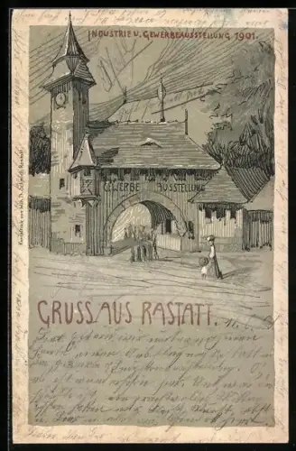 AK Rastatt, Industrie- und Gewerbe-Ausstellung 1901
