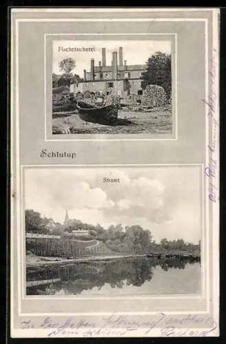 AK Schlutup, Fischräucherei, Strand