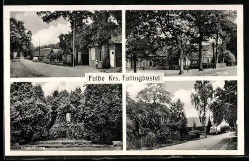 AK Fulde /Krs. Fallingbostel, Schule, Kriegerehrung, Strassenpartie