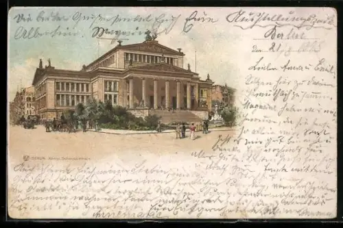 Lithographie Berlin, Gendarmenmarkt, Königfl. Schauspielhaus