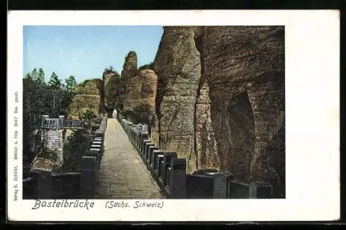 Goldfenster-AK Basteibrücke /Sächs. Schweiz, Ansicht