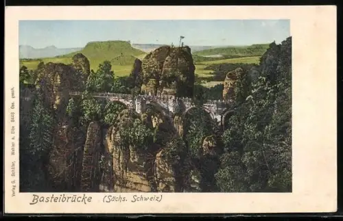 AK Bastei, Blick auf die Basteibrücke