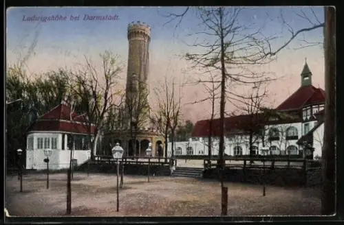AK Ludwigshöhe b. Darmstadt, Gasthaus mit Aussichtsturm