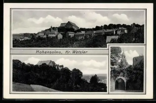 AK Hohensolms /Kr. Wetzlar, Teilansicht, Tor, Panorama