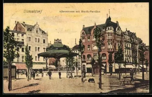 AK Düsseldorf, Alleestrasse mit Musik-Pavillon