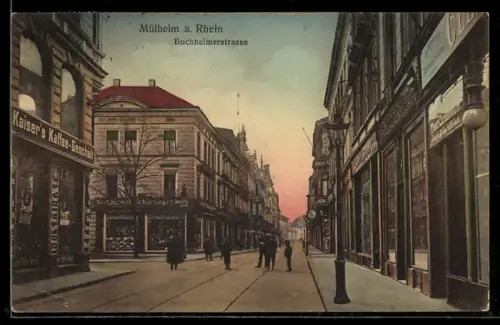 AK Mülheim a. Rhein, Partie in der Buchheimerstrasse mit Kaiser`s Kaffee-Geschäft