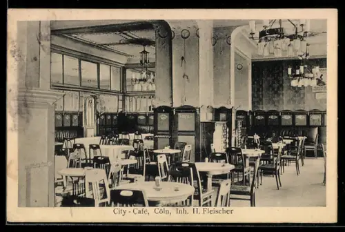 AK Cöln, Innenraum des City-Cafés, Inh. H. Fleischer