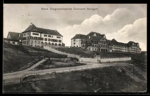 AK Stuttgart-Cannstatt, Neue Dragonerkaserne mit Auffahrt