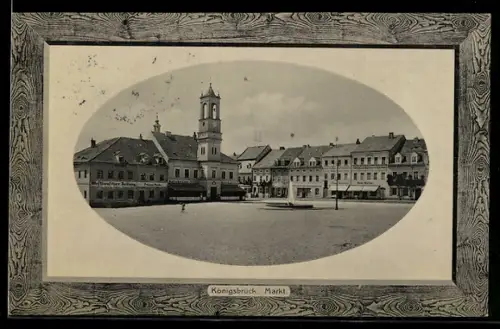 AK Königsbrück, Partie am Markt mit Polizei-Wache