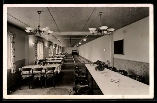 AK Burscheid, Gaststätte Lennartz, Kegelbahn, Strässchen, Innenansicht