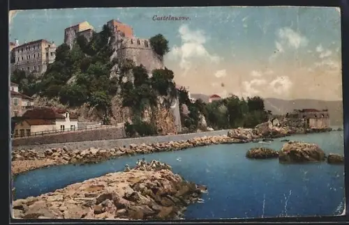 AK Castelnuovo, Ortspartie am Ufer