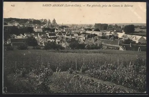 AK Saint-Aignan-sur-Cher, Vue generale prise du Coteau de Bellevue