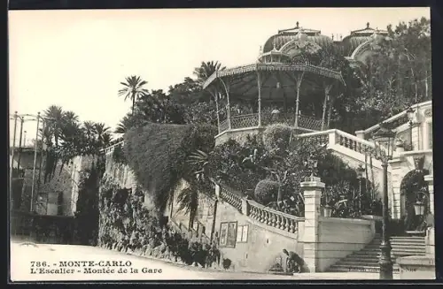 AK Monte-Carlo, L`Escalier, Montée de la Gare