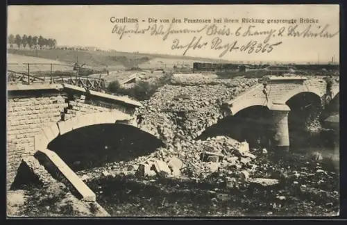 AK Conflans, Die von den Franzosen beim Rückzug gesprengte Brücke