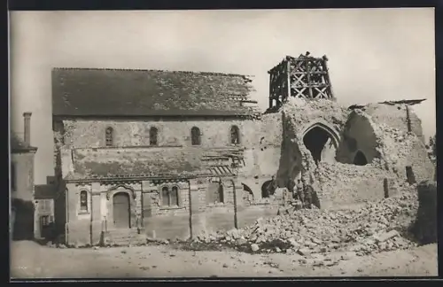 Foto-AK Beine, Une église détruite 1915