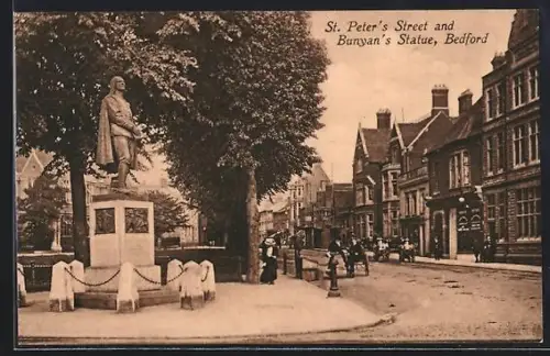 AK Bedford, St. Peter`s Street and Bunyan`s Statue