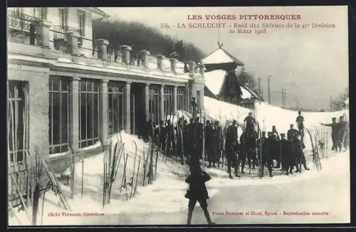 AK La Schlucht /Vosges, Raid des Skieurs de la 41e Division 1908