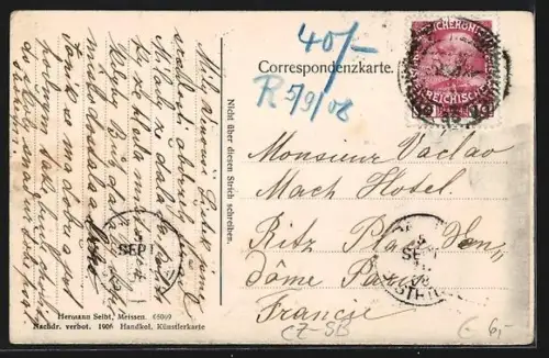 AK Budweis, Ringplatz mit Rathaus und Hotel