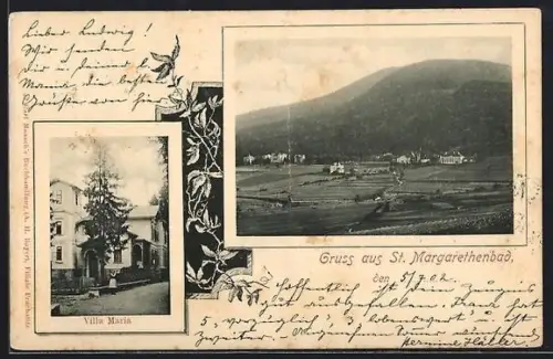 AK St. Margarethenbad, Ortsansicht, Villa Maria