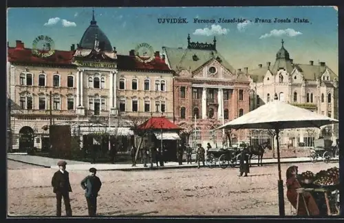 AK Ujvidek, Ferencz Jezsef ter, Pferdekutsche