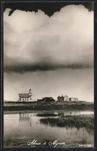 AK Akrar á Mýrum, Seepartie und Blick zur Kirche