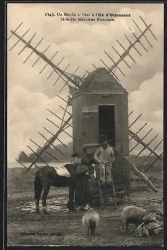 AK L`Ile d`Ouessant, Un Moulin à Vent, Idyll an einer alten Windmühle