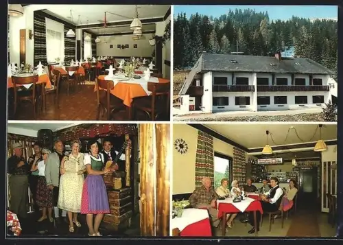 AK Niederwölz, Lachtal, Gasthof Zinkenalm H. Singer, mit Innenansichten