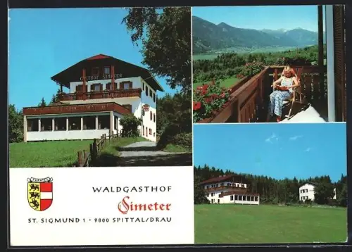 AK Spittal /Drau, St. Sigmund, Waldgasthof Simeter, Wappen